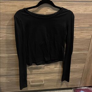 Black Long Sleeve Crop Women's Top